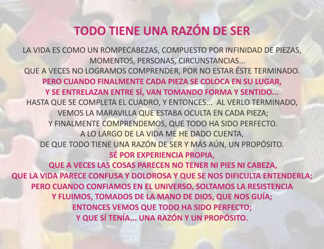 Todo tiene una razón de ser Marzo 24 de 2010